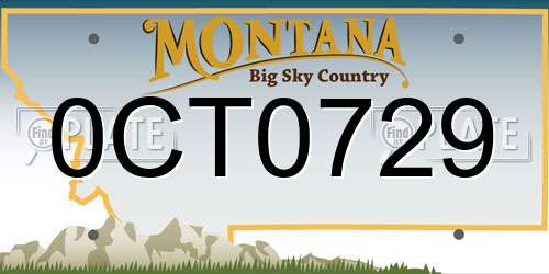 0CT0729 Montana License Plate