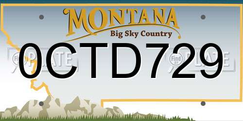 0CTD729 Montana License Plate