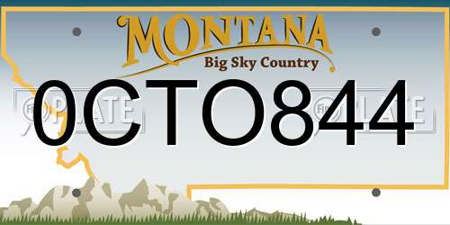 0CTO844 Montana License Plate