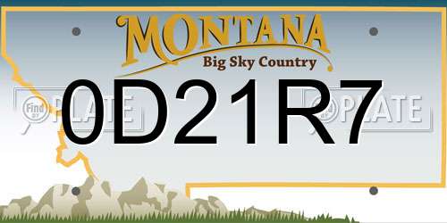 0D21R7 Montana License Plate