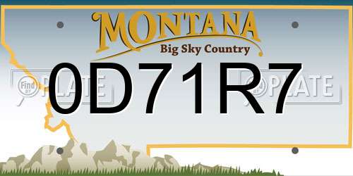 0D71R7 Montana License Plate