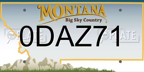 0DAZ71 Montana License Plate
