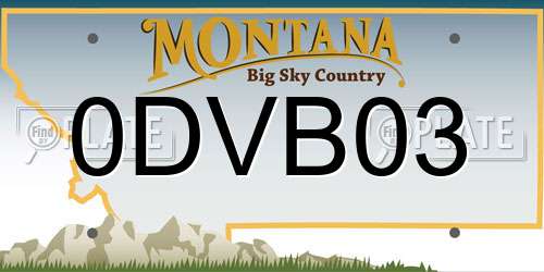 0DVB03 Montana License Plate