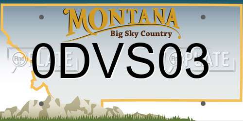 0DVS03 Montana License Plate