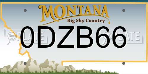 0DZB66 Montana License Plate