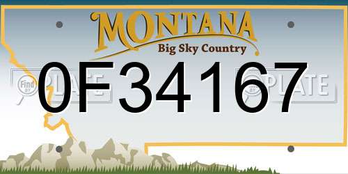 0F34167 Montana License Plate