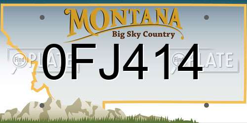 0FJ414 Montana License Plate