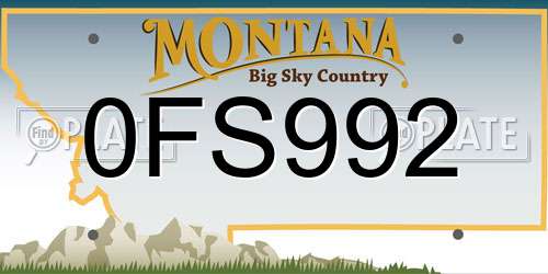 0FS992 Montana License Plate