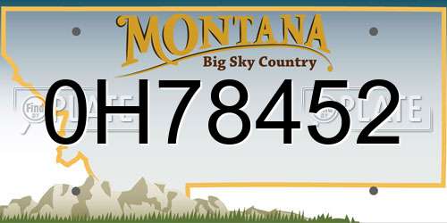 0H78452 Montana License Plate
