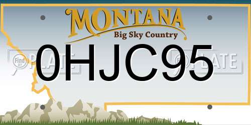 0HJC95 Montana License Plate