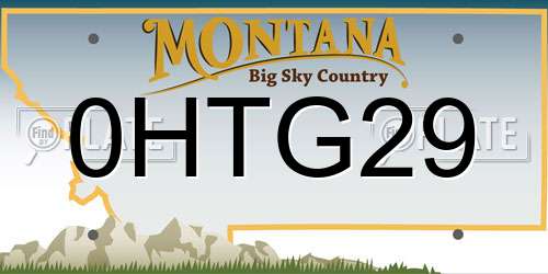 0HTG29 Montana License Plate