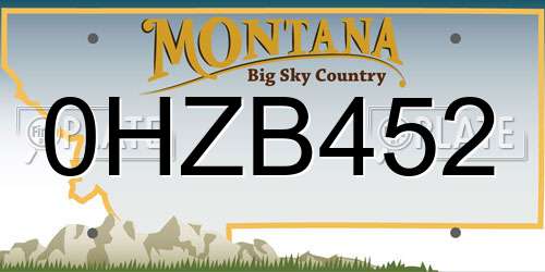 0HZB452 Montana License Plate