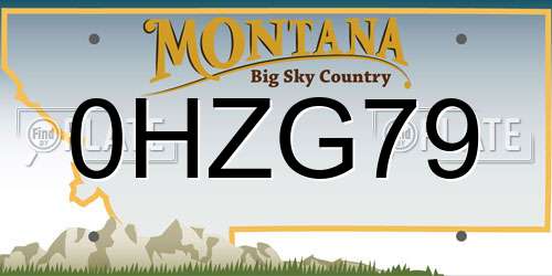 0HZG79 Montana License Plate