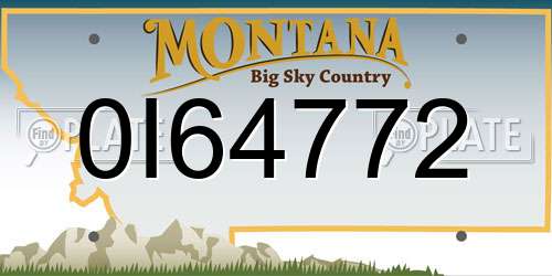 0I64772 Montana License Plate