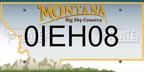 0IEH08 Montana License Plate