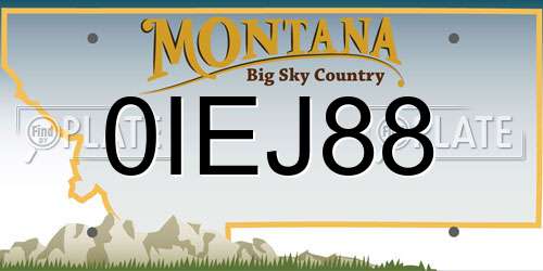 0IEJ88 Montana License Plate