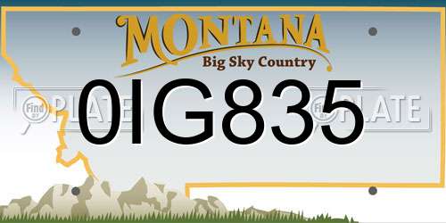 0IG835 Montana License Plate