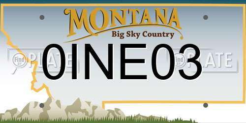 0INE03 Montana License Plate