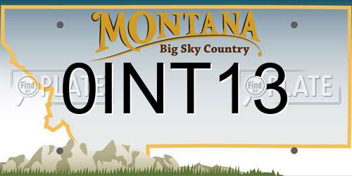 0INT13 Montana License Plate