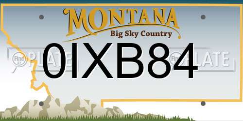 0IXB84 Montana License Plate