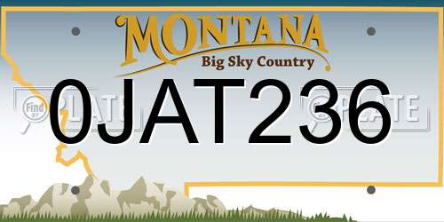 0JAT236 Montana License Plate