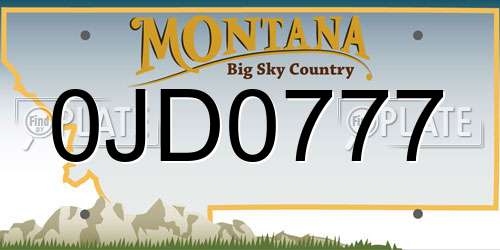 0JD0777 Montana License Plate