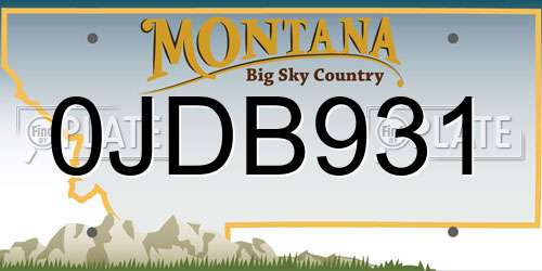 0JDB931 Montana License Plate