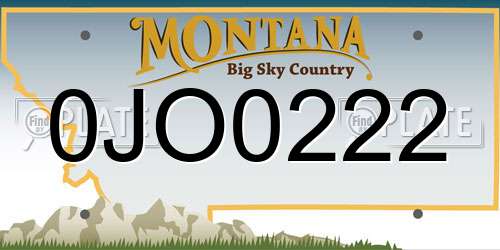 0JO0222 Montana License Plate