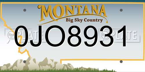 0JO8931 Montana License Plate