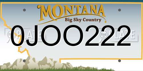 0JOO222 Montana License Plate