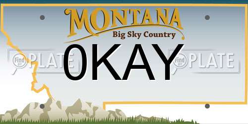 0KAY Montana License Plate