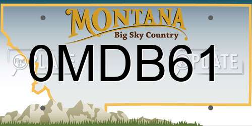 0MDB61 Montana License Plate