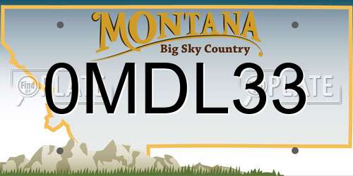 0MDL33 Montana License Plate