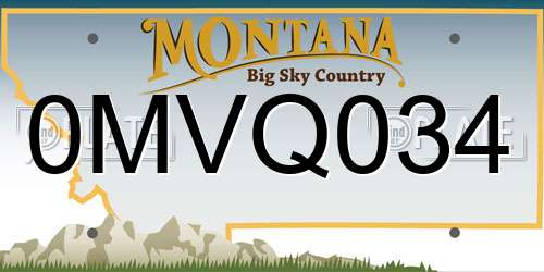 0MVQ034 Montana License Plate