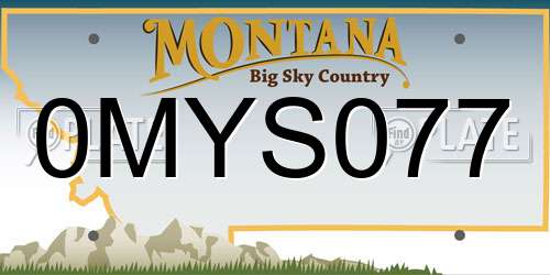 0MYS077 Montana License Plate