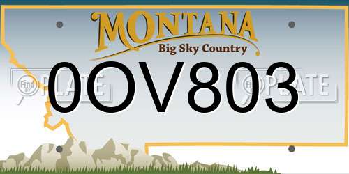 0OV803 Montana License Plate