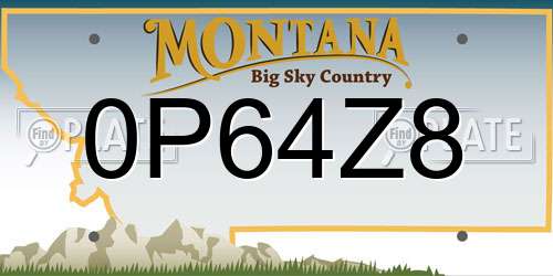 0P64Z8 Montana License Plate