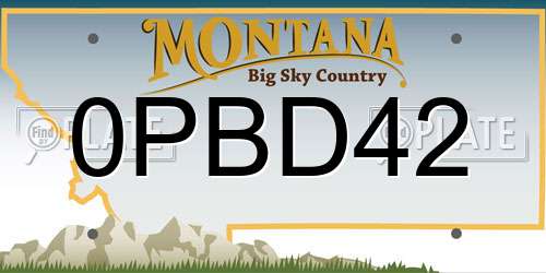0PBD42 Montana License Plate