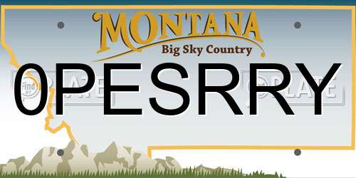 0PESRRY Montana License Plate