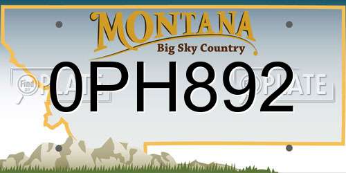 0PH892 Montana License Plate