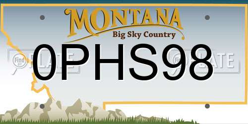 0PHS98 Montana License Plate