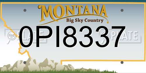 0PI8337 Montana License Plate