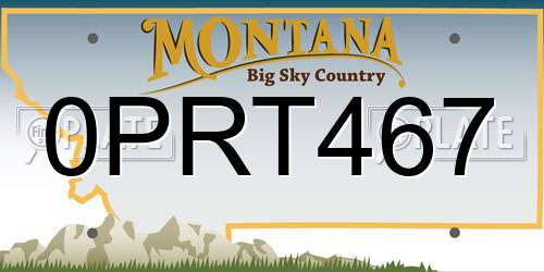 0PRT467 Montana License Plate