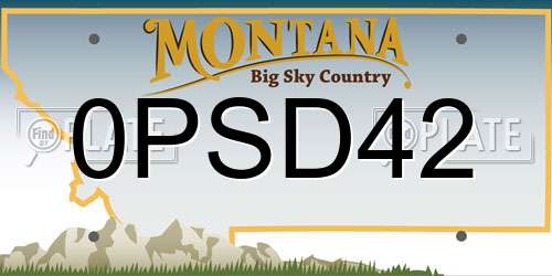 0PSD42 Montana License Plate