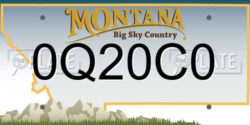 0Q20C0 Montana License Plate