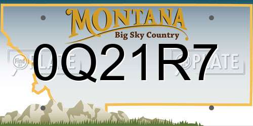 0Q21R7 Montana License Plate