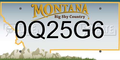 0Q25G6 Montana License Plate