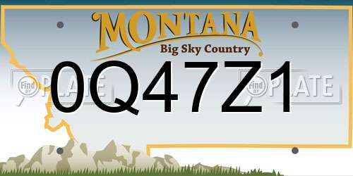0Q47Z1 Montana License Plate