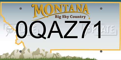 0QAZ71 Montana License Plate