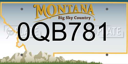 0QB781 Montana License Plate